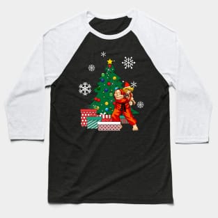 Ken Masters Around The Christmas Tree Street Fighter Baseball T-Shirt